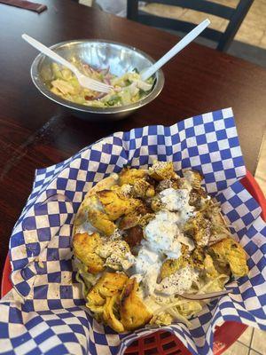 Chicken Kabob Sandwich with a mini salad in the background!