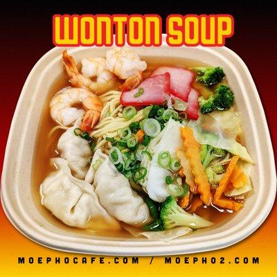 Wonton Soup with BBQ Pork, Shrimp, and Yellow Noodles