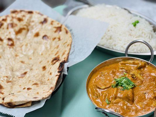 Chicken Tikka Masala with some rice and roti