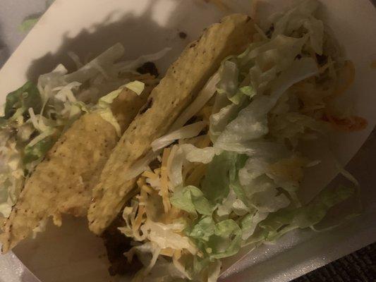 Regular crunchy tacos. (Partially eaten)