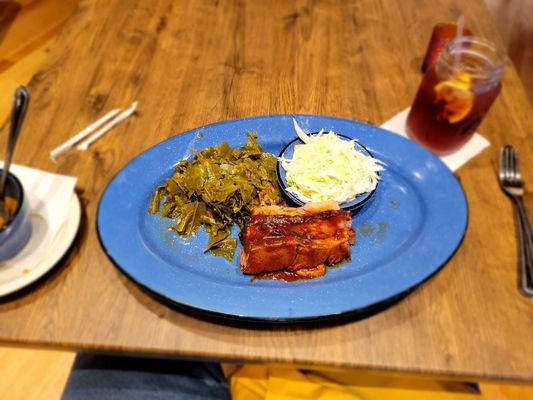 Brisket with collard greens and slaw