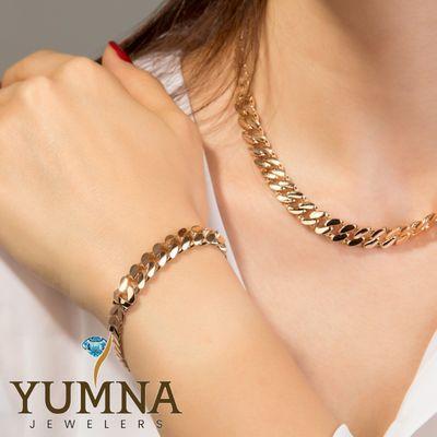 Cuban Link Necklace and Bracelet in 14k