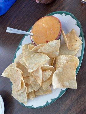 Queso Picante and fresh made chips