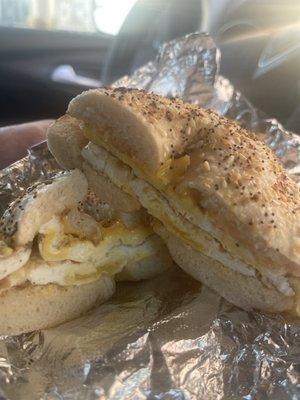 Everything bagel with eggs