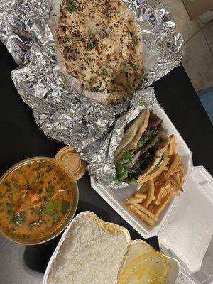 Gyro w fries Tikka masala  Garlic Naan