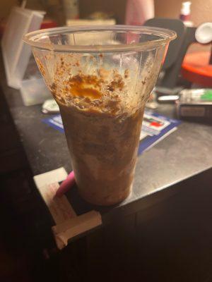 Look at this crap! A peanut butter and chocolate parfait...maybe by half.