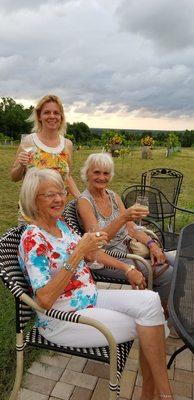 Sitting in the vineyard enjoying chilled sangria.