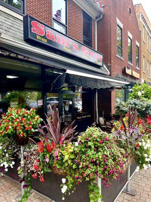 Storefront and patio in early October