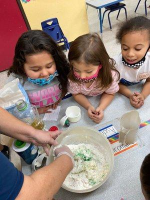 Learning about measuring while making play dough