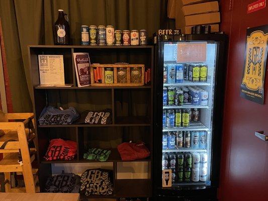 Merchandise and beer fridge