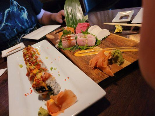 Sky Roll and Sashimi Deluxe. Absolutely delicious, and well priced, to boot.