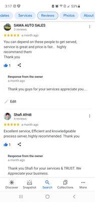 Google review from our loyal customers