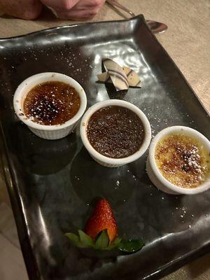 Crème brûlée (vanilla, chocolate, and caramel)