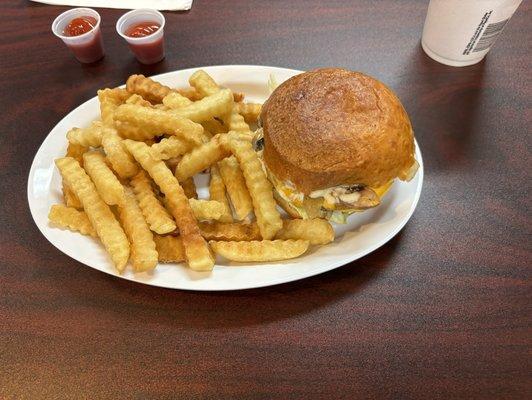 Smothered Cheese Burger plate