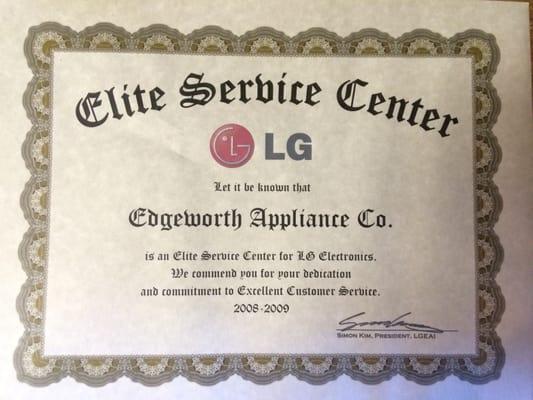 Edgeworth Appliance is a LG elite service center