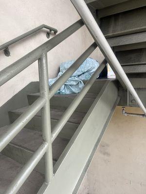 Homeless sleeping staircase!