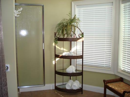 Men's Locker room shower and steam room.