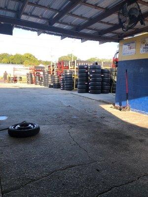 Colorful tire racks