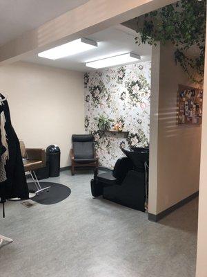 Salon shampoo area