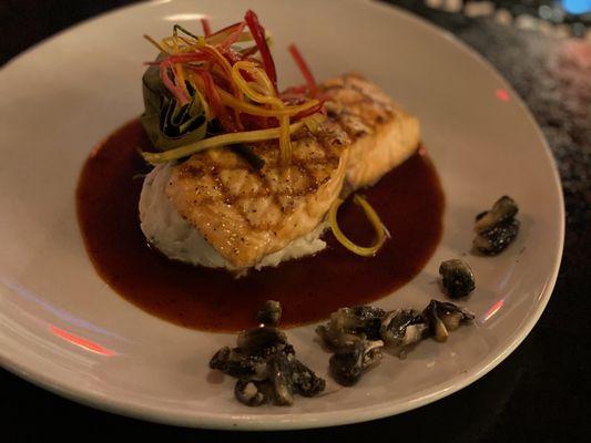 Chef Saul killing it again with Verlasso salmon, tamarind, huitlacoche, and a polenta chorizo tamal.