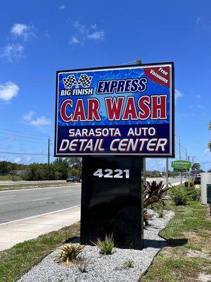 Car wash sign facing the street