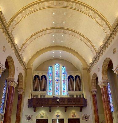 Beautiful stained glass and organ