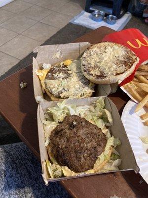 Big Mac and large fry the patties look like what they put on kids meals