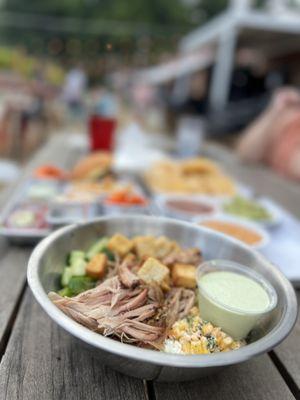 Salad with smoked pork