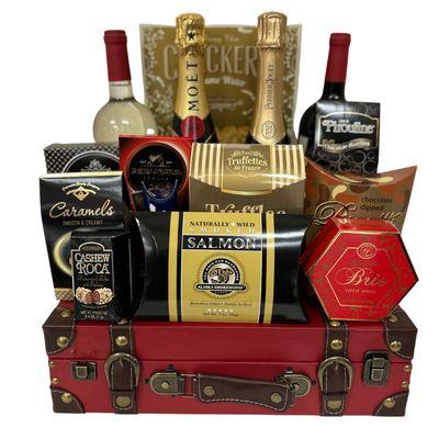 Premium Champagne and wine basket.