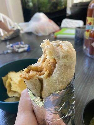 Rice/bean/cheese burrito