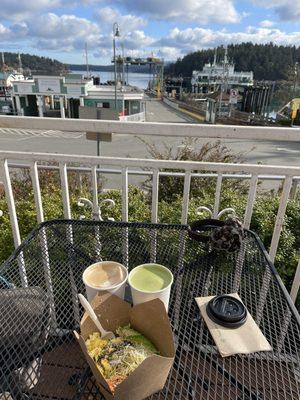 Latte, Matcha Latte and Savory Rice Bowl