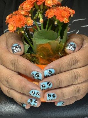 Nina did my themed nails. #Totoro #SootSprites