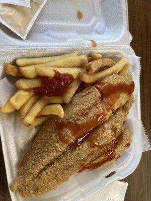 2 piece catfish meal. $10.