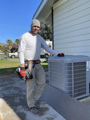 Carrier Infinity Air Conditioner installed before a concrete pour.