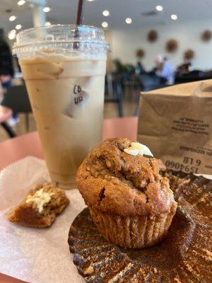 Cold brew and a carrot cream cheese muffin.