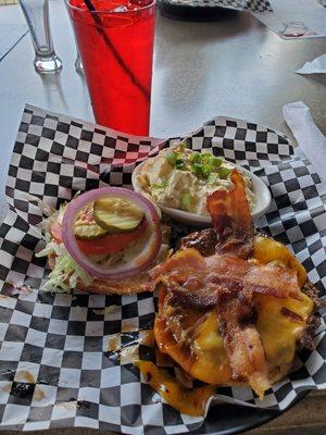 Ole' Smokey Burger with Honey-Mustard Potato Salad