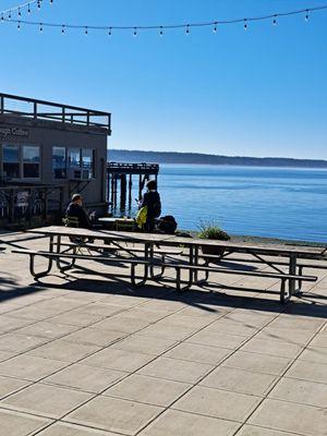 Coffee shop overlooking puget sound