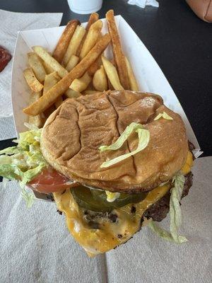 Delicious handmade bacon cheeseburger