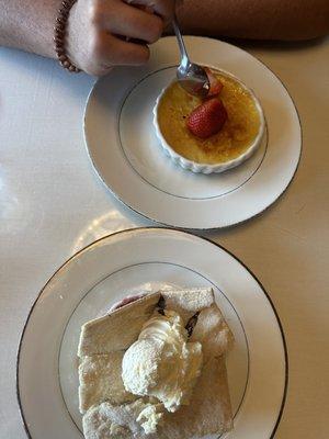 Black raspberry cobbler and crème brûlée