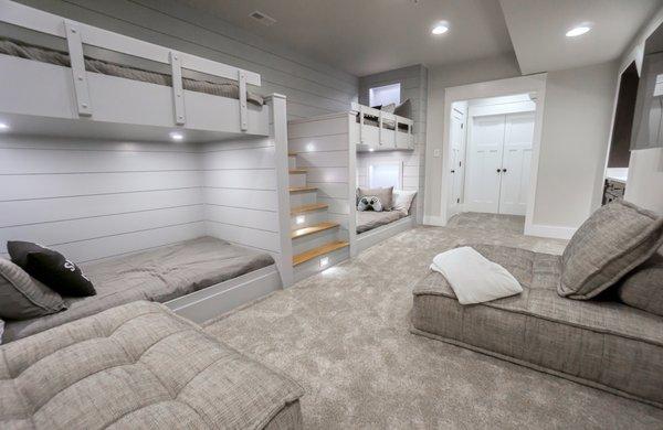 This is the perfect room for a slumber party or a big family! All constructed from a Pinterest post