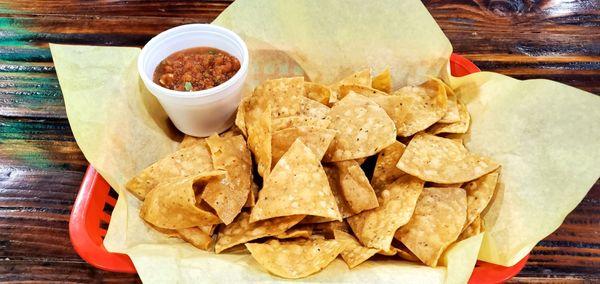 Complimentary Super Hot and Crispy Chips and Salsa