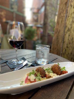 Falafel on the patio