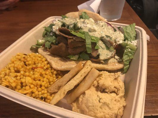 Gyro plate with pearled couscous