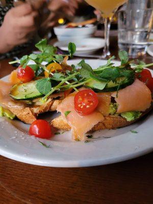 Smoked salmon avocado toast