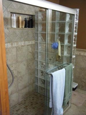 Glass block shower in Dallas, Oregon