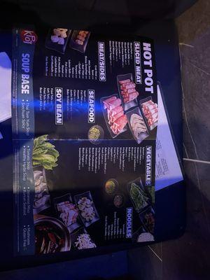 The hotpot menu