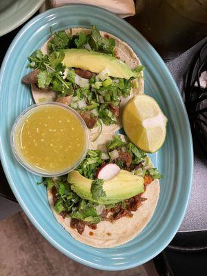 Beef tongue and tripe tacos