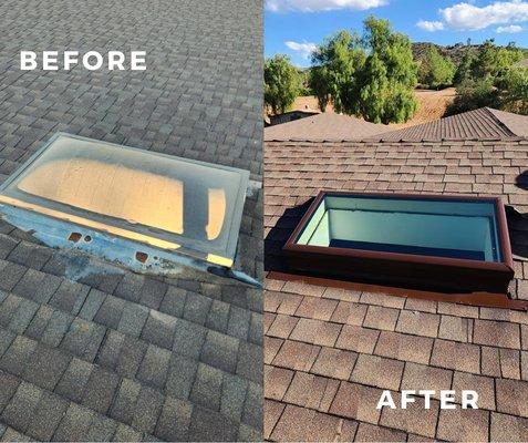 Check out this before and after for a skylight transformation! Call us today to schedule your free in-person estimate!