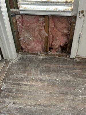 Insulation exposed