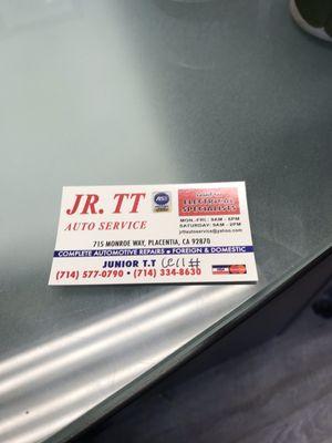 Business Card of the shop that messed up my car